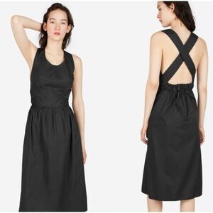 Everlane The Clean Cotton Cross Back Dress Black Travel Vacation LBD Sz 0